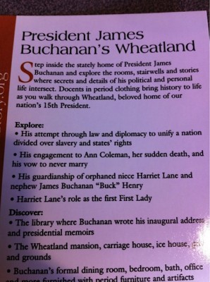 Leaflet at James Buchanan's home takes pains to cast him as a family man and uniter